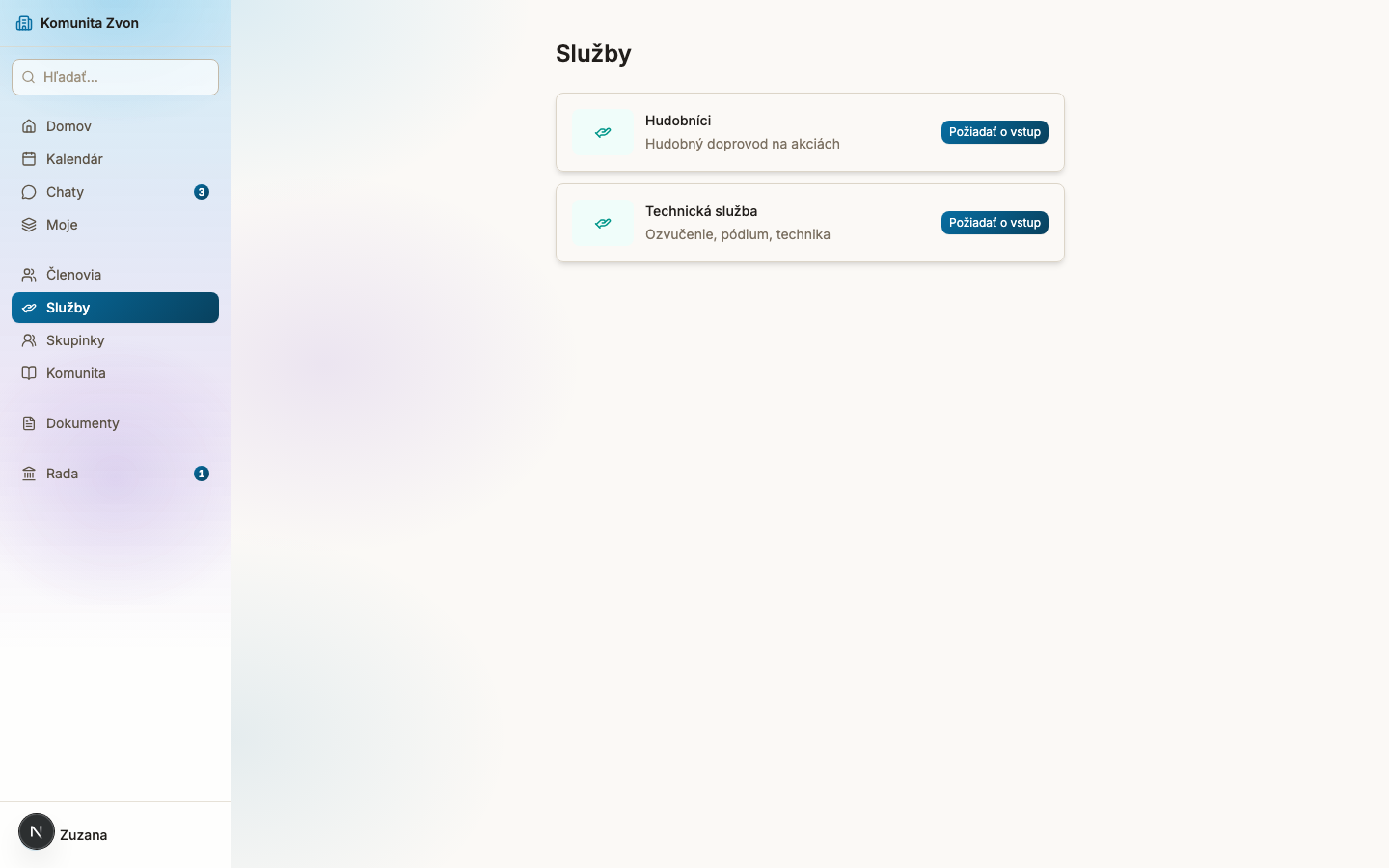 List of volunteer duties with a Request access button