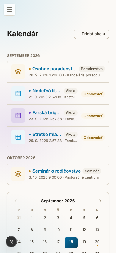 Mobile event calendar